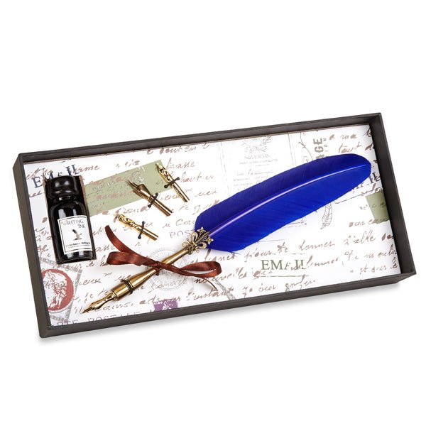 Nostalgic Impressions Feather Quill Dip Pen and Ink Gift Set with Nibs