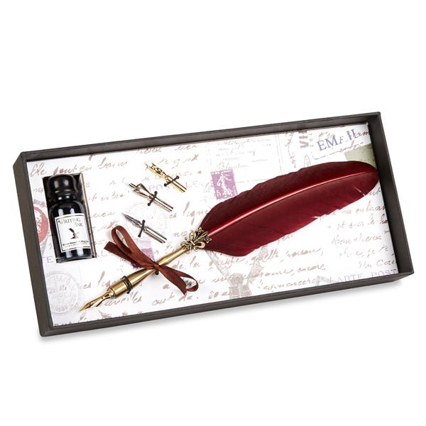Nostalgic Impressions Feather Quill Dip Pen and Ink Gift Set with Nibs
