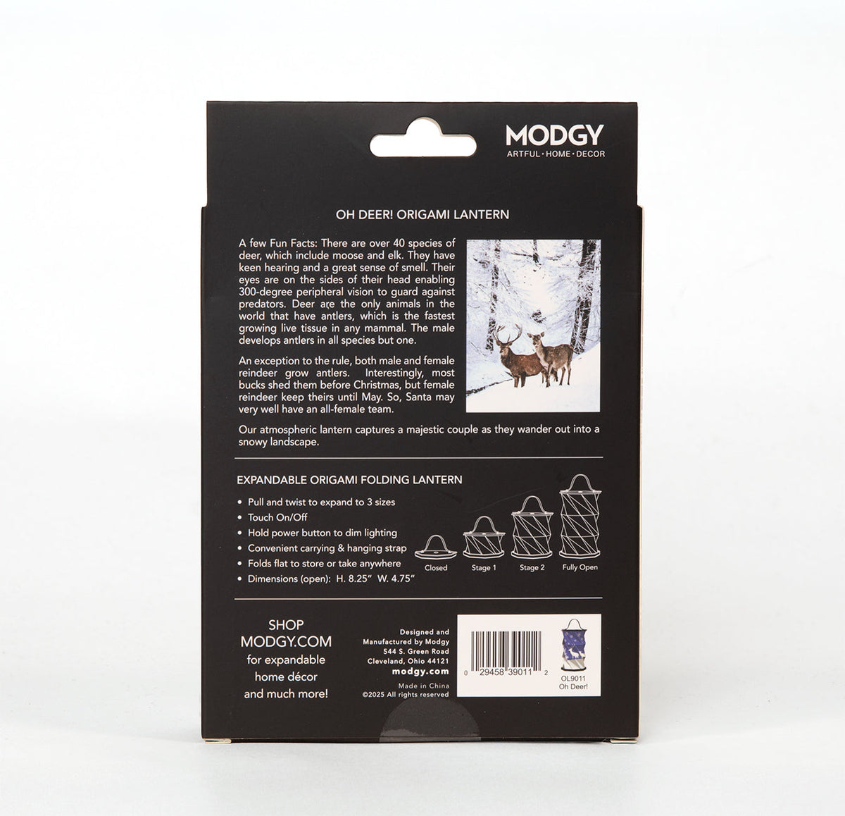 OhDeer origami lantern package, back