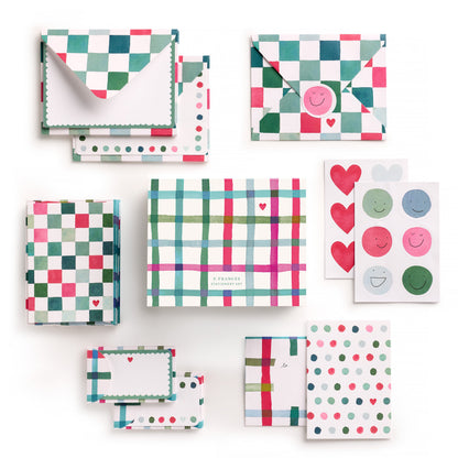 Happy Plaid Stationery Set by E. Frances Paper