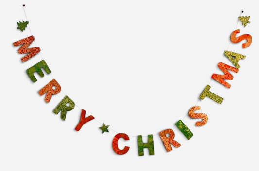 Red & Green Merry Christmas Garland, 7 ft
