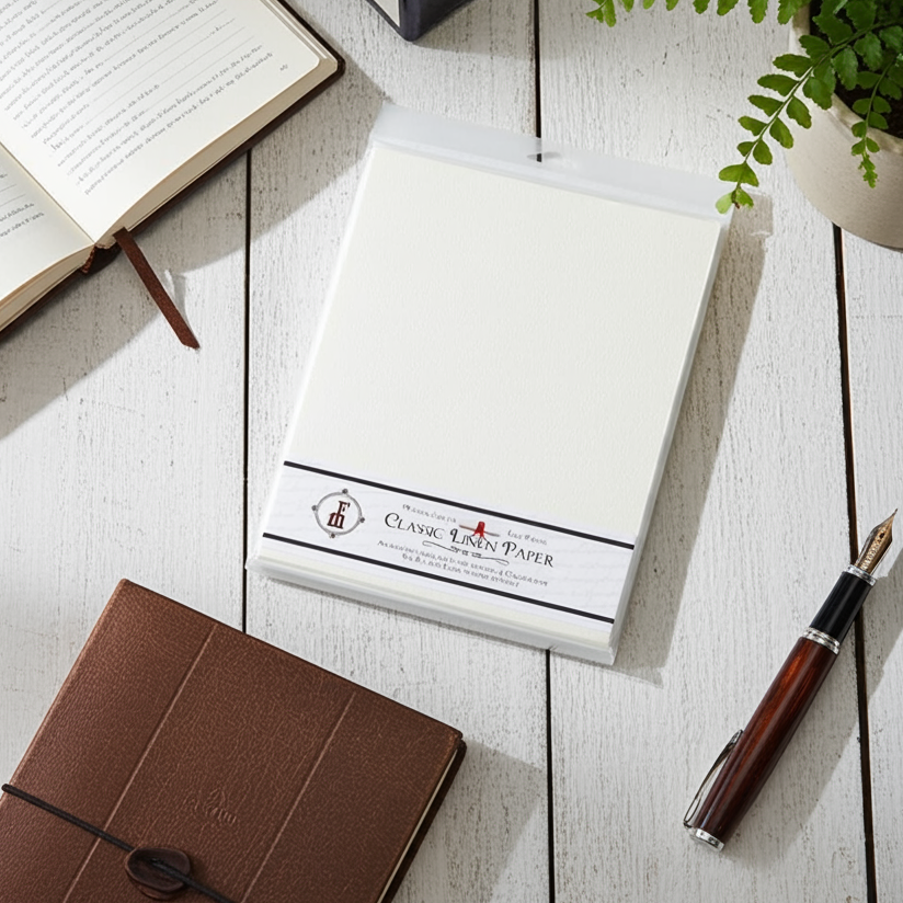 Classic Linen Stationery Paper, 8.5 x 11, 20 Sheets, Brilliant White or Natural