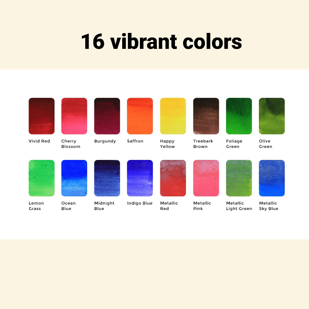 Spring Colorsheets - 16 Handmade Watercolors