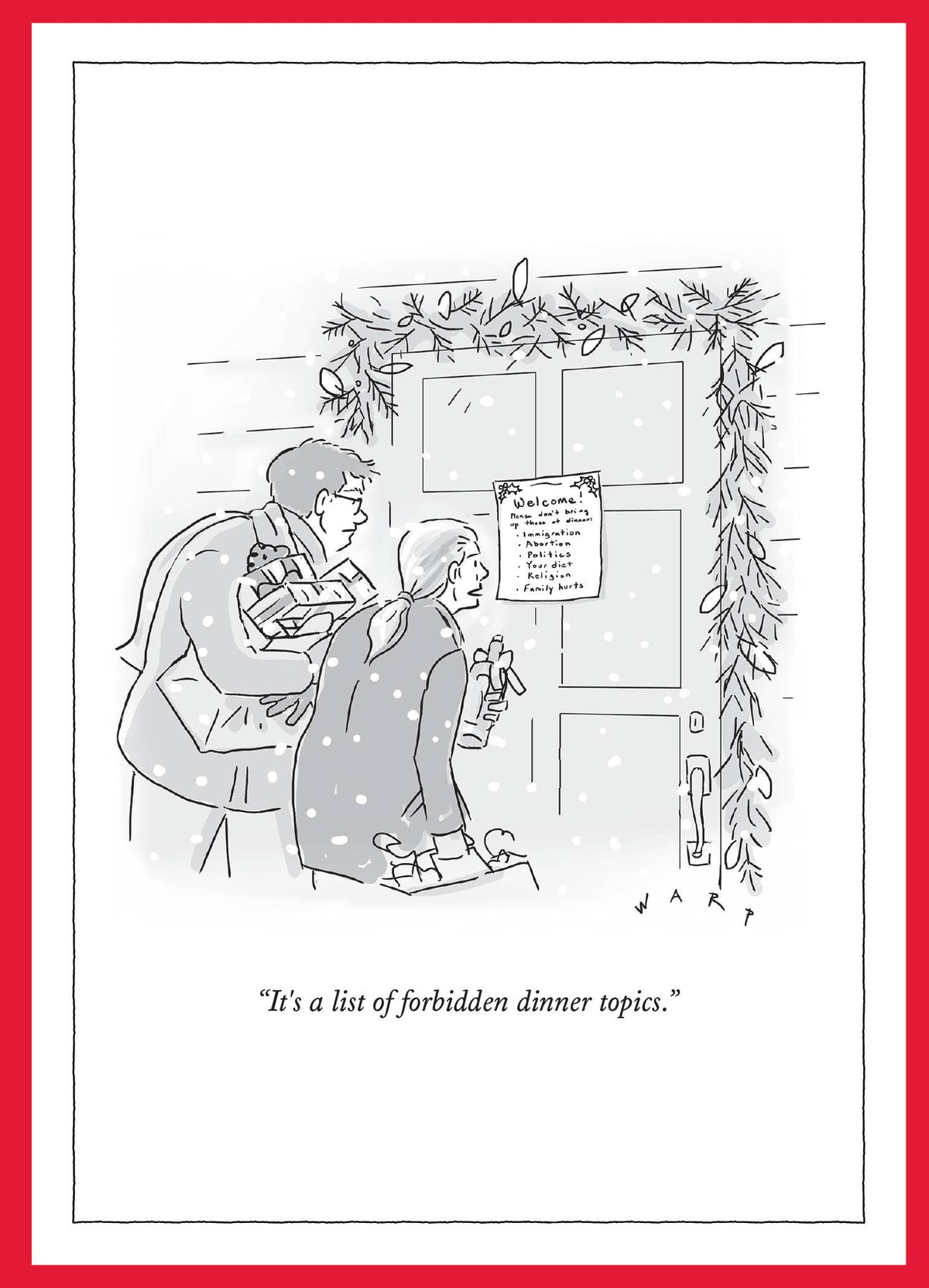 DINNER TOPICS - 5 x 7 NY XMAS CARD: Singles