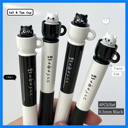Spinning Cat Teacup Gel Pen, 0.5mm