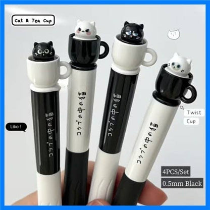 Spinning Cat Teacup Gel Pen, 0.5mm