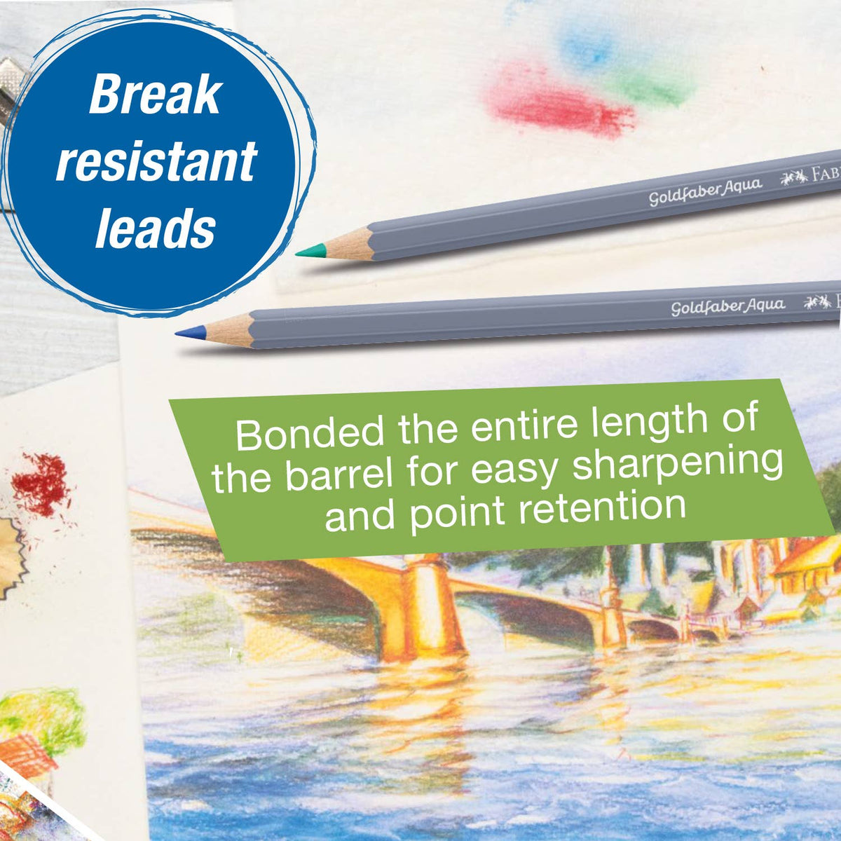 Goldfaber Aqua Watercolor Pencils, Box of 12 Basic Colors