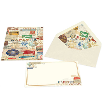 Portfolio Cards Large Size, Note Cards, Italian Stationery: PEACOCK