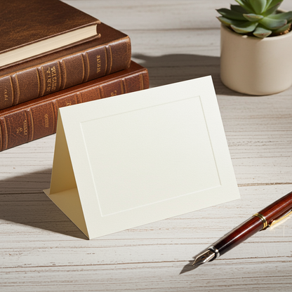 Classic Linen Fold-Over Note Cards with Envelopes, 8 Pack, White or Ivory