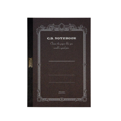 Apica Premium A5 notebook, charcoal cover with foil lettering, front view