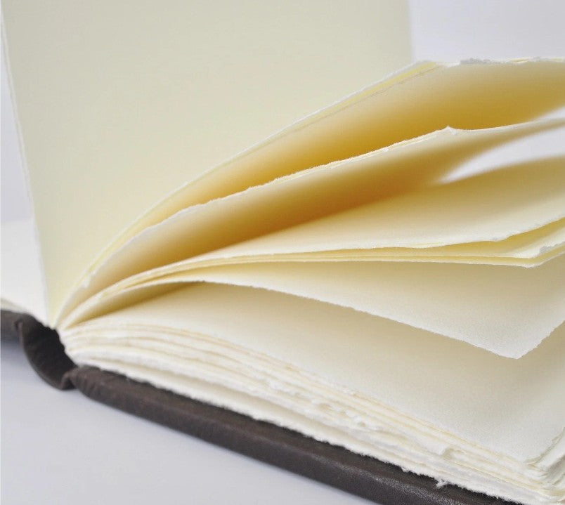 Manufactus Medieval Leather Journal, Nabuk Leather with Amalfi Paper, Hand Stitched in Italy