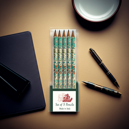 Pavone Decorated Italian Art Paper Pencils Pack of 5