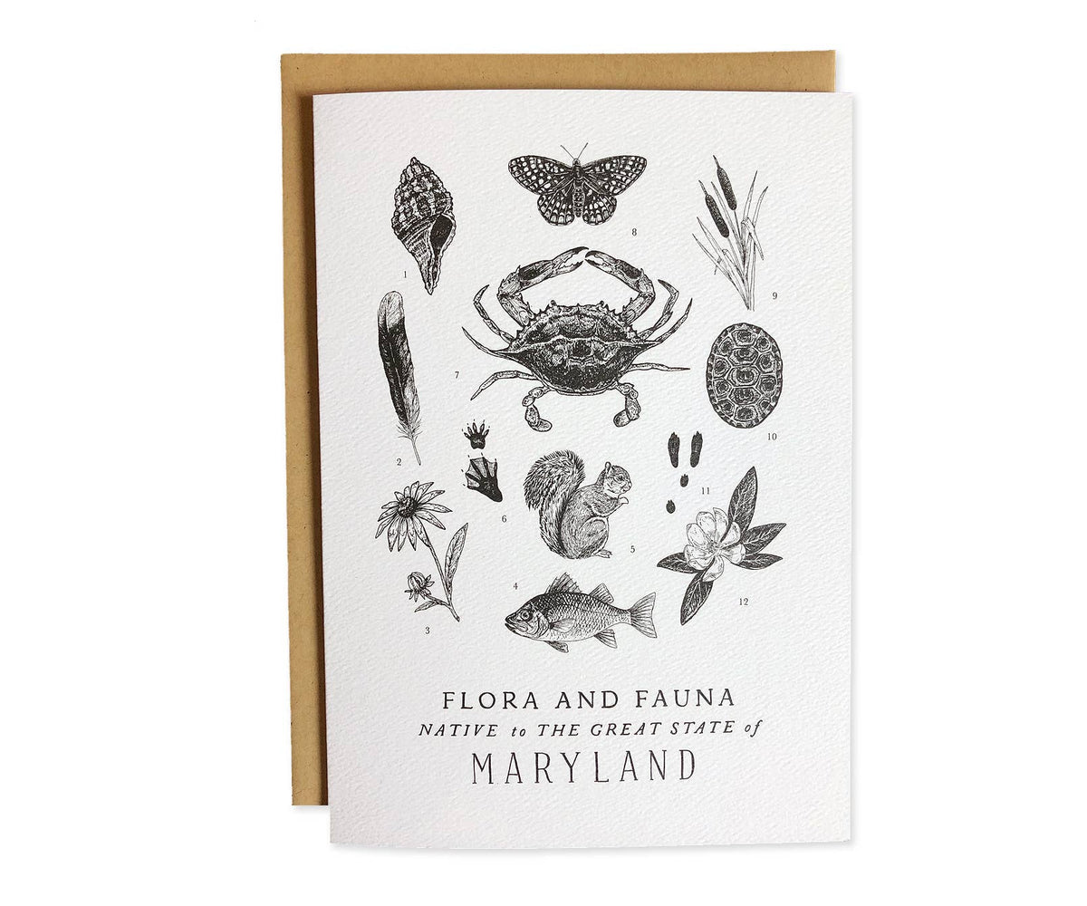 Maryland Field Guide Letterpress Greeting Card