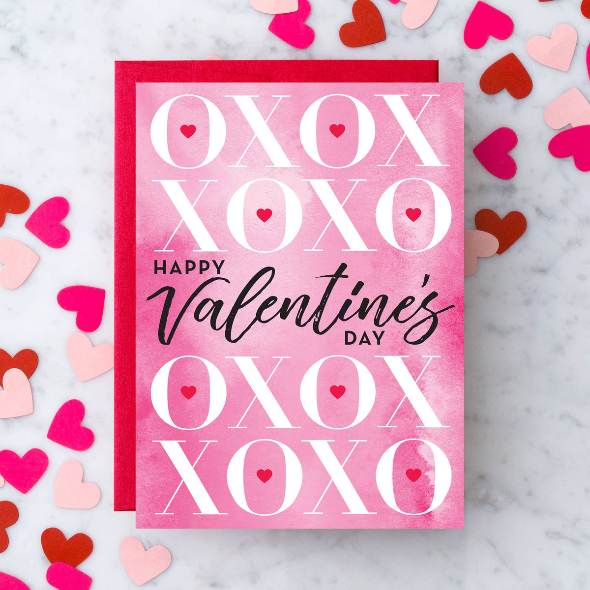 XOXO - Happy Valentine's Day Watercolor Card